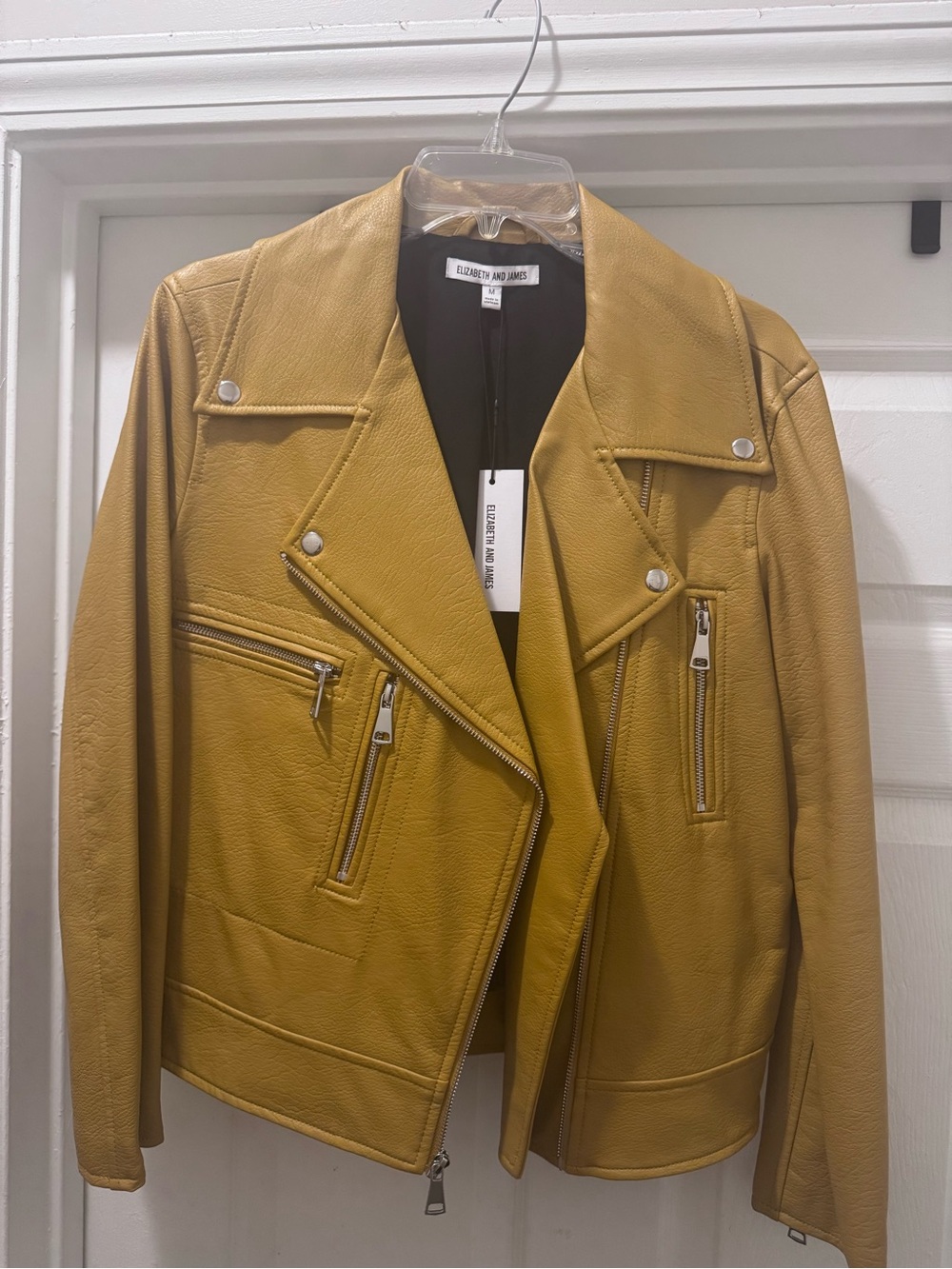 Elizabeth and James Mustard Leather Moto Jacket